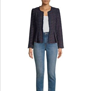 NWT Rebecca Taylor rainbow tweed peplum jacket